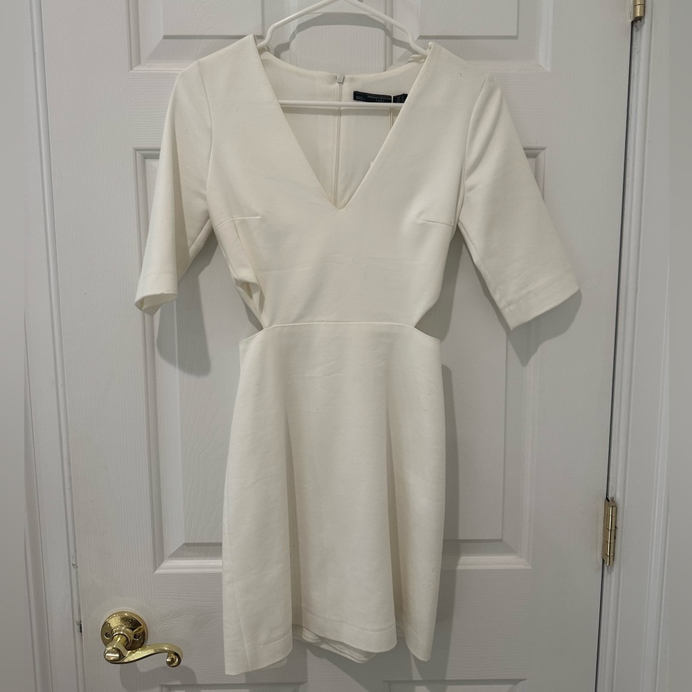 Zara Cream Cut-Out V-Neck Dress